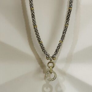 LAGOS Caviar 18k Gold & Sterling Silver Diamond Circle Necklace